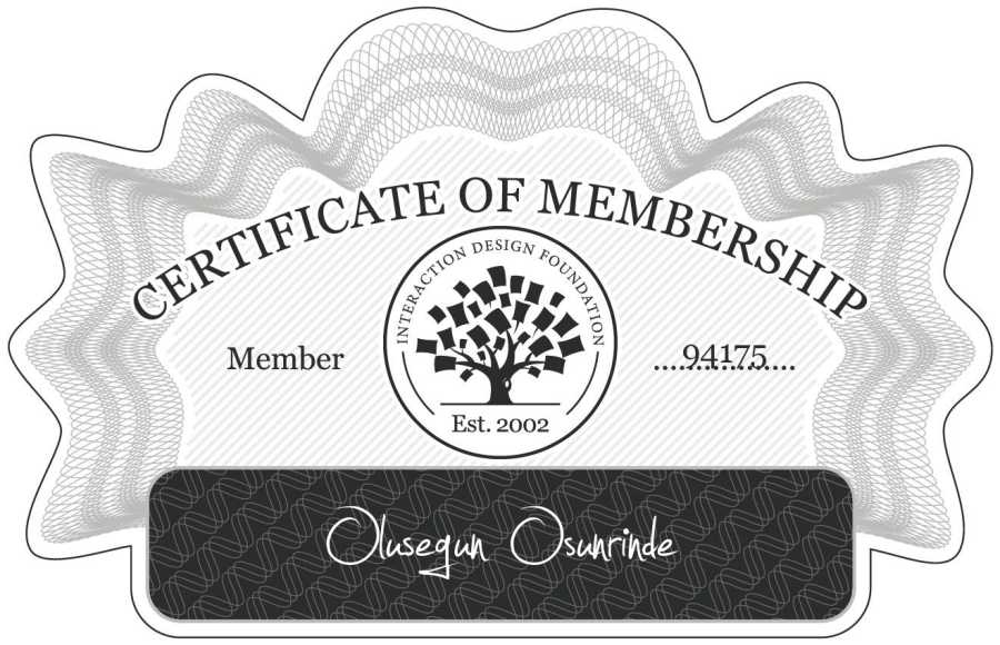 Olusegun Osunrinde: Certificate of Membership