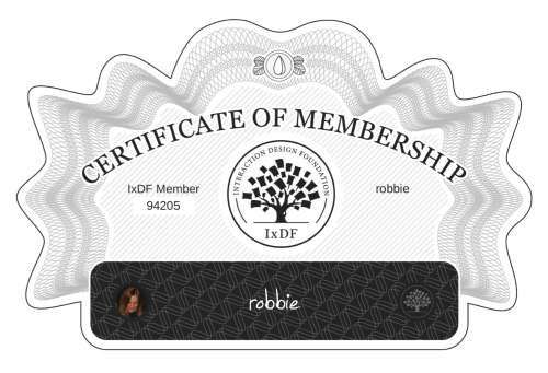 robbie's Certificate of membership