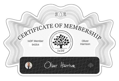 Oliver's Certificate of membership