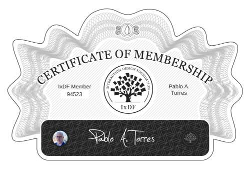 Pablo's Certificate of membership