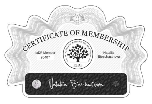 Nataliia's Certificate of membership