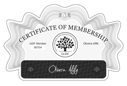 Olivera's Certificate of membership