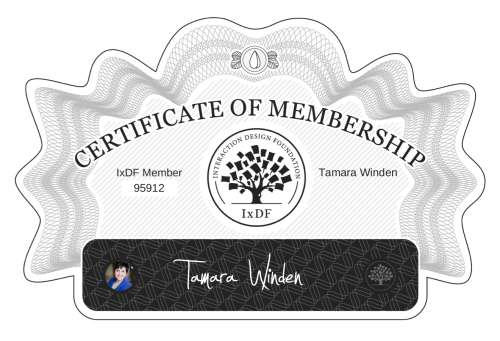 Tamara's Certificate of membership