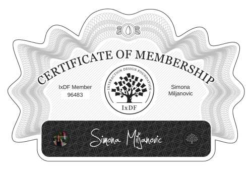 Simona's Certificate of membership