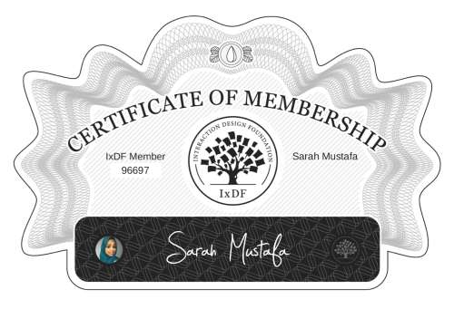 Sarah's Certificate of membership
