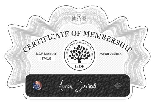 Aaron's Certificate of membership