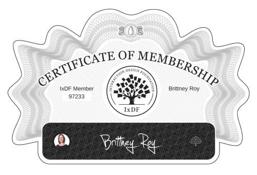 Brittney's Certificate of membership