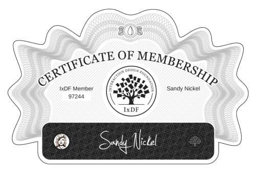 Sandy's Certificate of membership