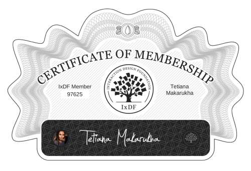 Tetiana's Certificate of membership