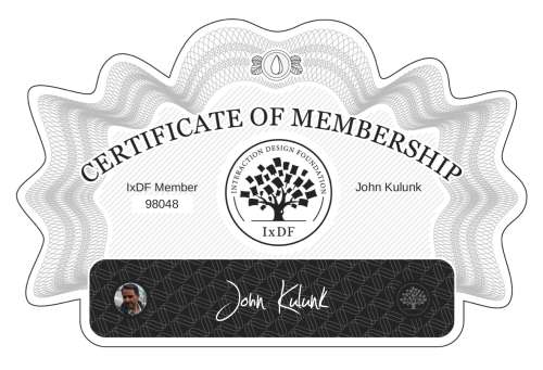 John's Certificate of membership