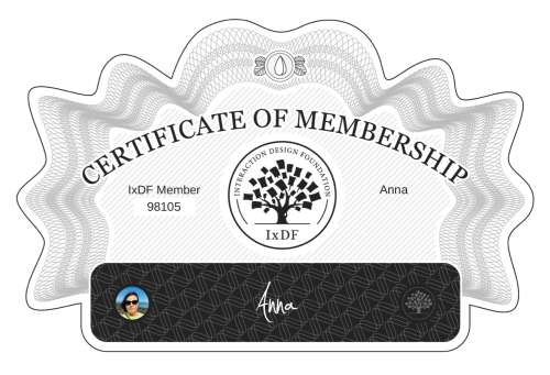 Anna's Certificate of membership