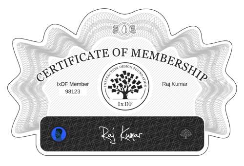 Raj's Certificate of membership