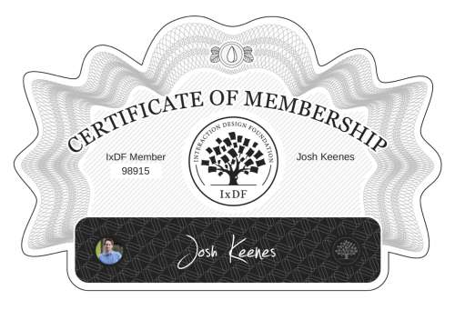 Josh's Certificate of membership