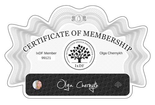 Olga's Certificate of membership