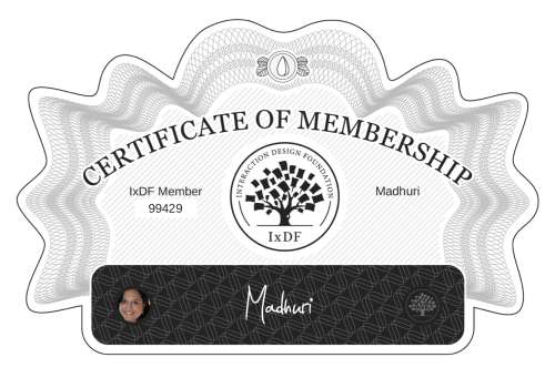 Madhuri's Certificate of membership