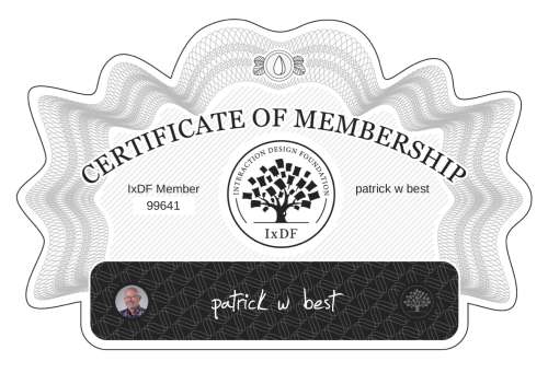patrick's Certificate of membership